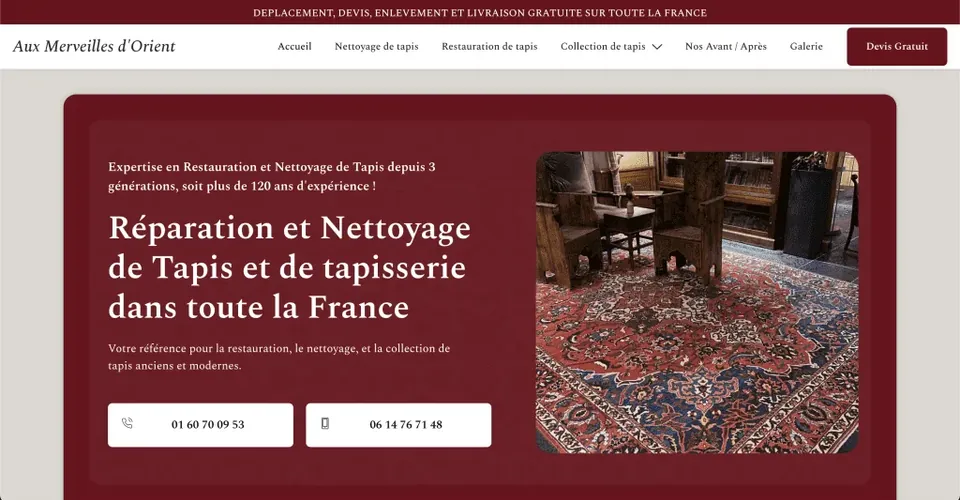 Site internet Aux Merveilles d’Orient